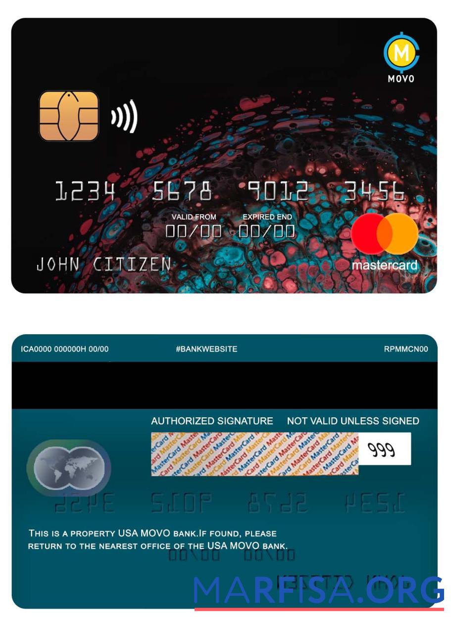 Printable USA MOVO bank mastercard download for verification